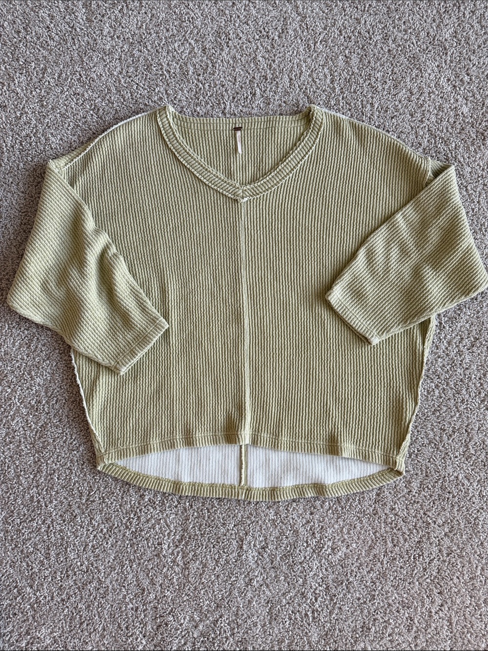 Free People V Neck Celery Green Sweatshirt
